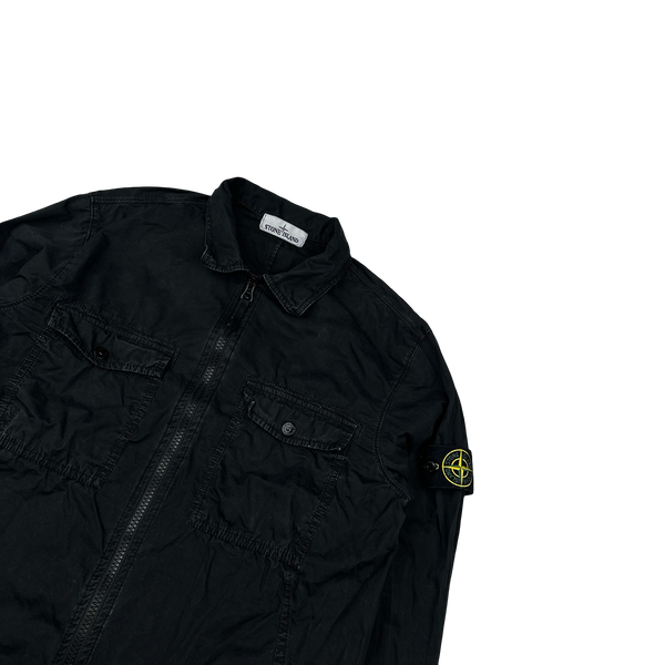Stone Island 2019 Black Cotton Zipped Overshirt - Large