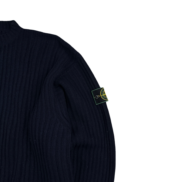 Stone Island 90's Vintage Knitted Navy Pullover Jumper - XXL