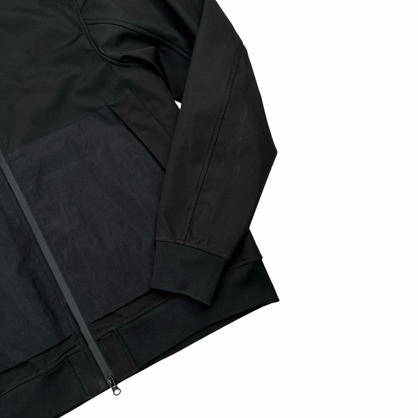 Ma Strum Black Soft Shell Shoulder Tag Hooded Jacket - Large