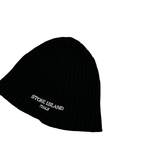 Stone Island 2005 Navy Wool Spellout Beanie