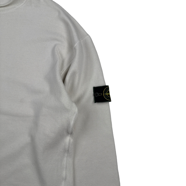 Stone Island Marina Vintage Green Edge White Mock Neck Jumper - XL