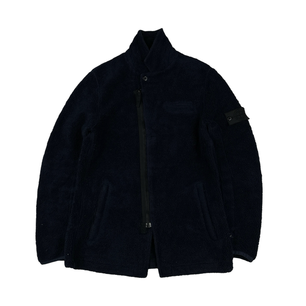 Stone Island Shadow Project Navy Teddy Fleece Zipped Blazer - Medium