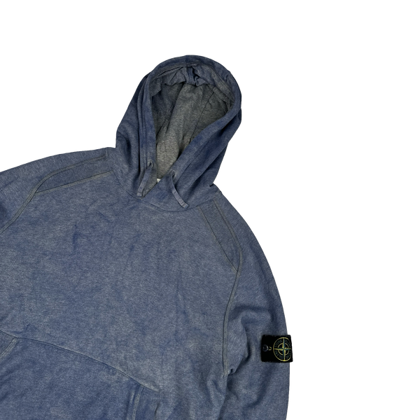 Stone Island 2021 Blue Dust Treatment Pullover Hoodie - Large