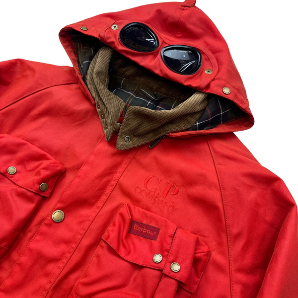 CP Company x Barbour Red Multi Pocket 500 Mille Waxed Jacket - Large
