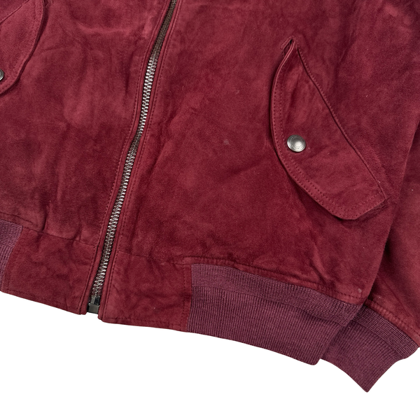 Ralph Lauren Burgundy Heavyweight Suede Jacket - Small