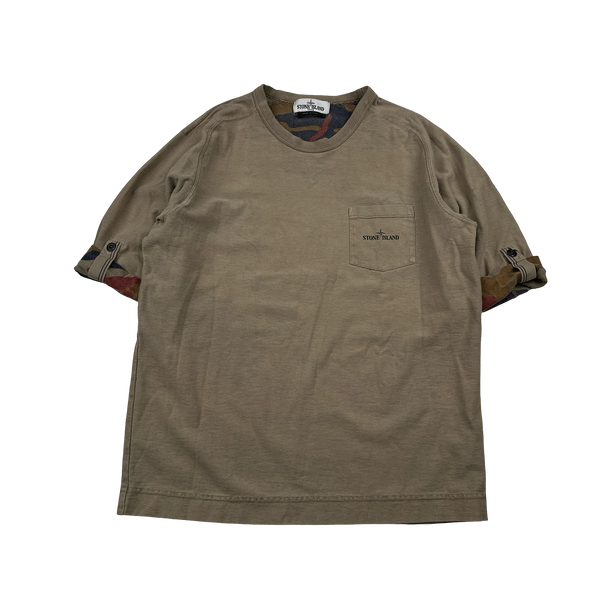 Stone Island 2012 Brown Archive Camo Lined Rolled Sleeved T-Shirt - Large