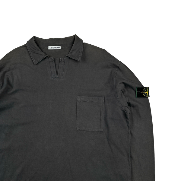 Stone Island Vintage 1999 Grey Cotton Collared Polo Shirt - XXL