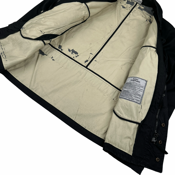 Stone Island 2002 Black Raso Gommato Collared Jacket - Large