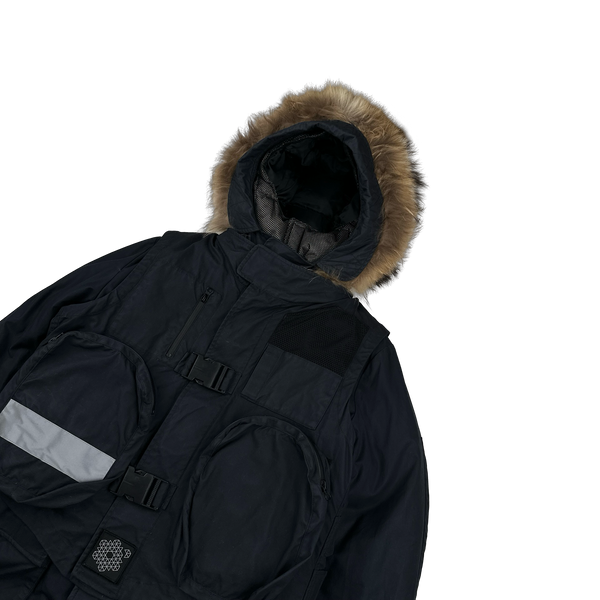 Plurimus Navy 3 In 1 Fur Hood Parka Vest Jacket - Medium