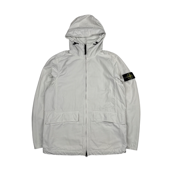 Stone Island 2022 White Batavia Hooded Jacket - Medium