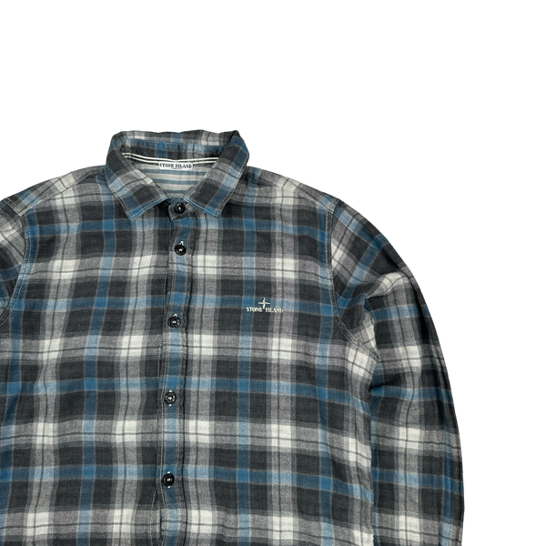 Stone Island 2011 Blue Cotton Plaid Buttoned Shirt - Medium