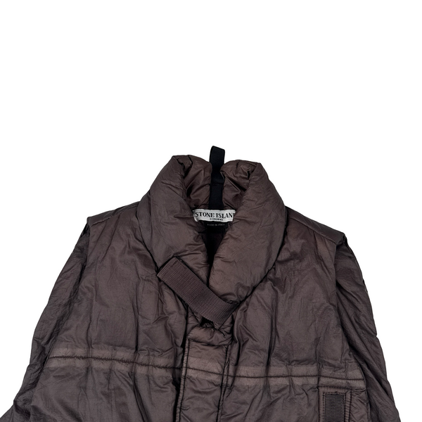 Stone Island Vintage Brown Nylon Multi Pocket Down Gilet - Large