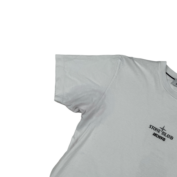 Stone Island 2023 White Archivio Lino Watro Printed T-Shirt - Small