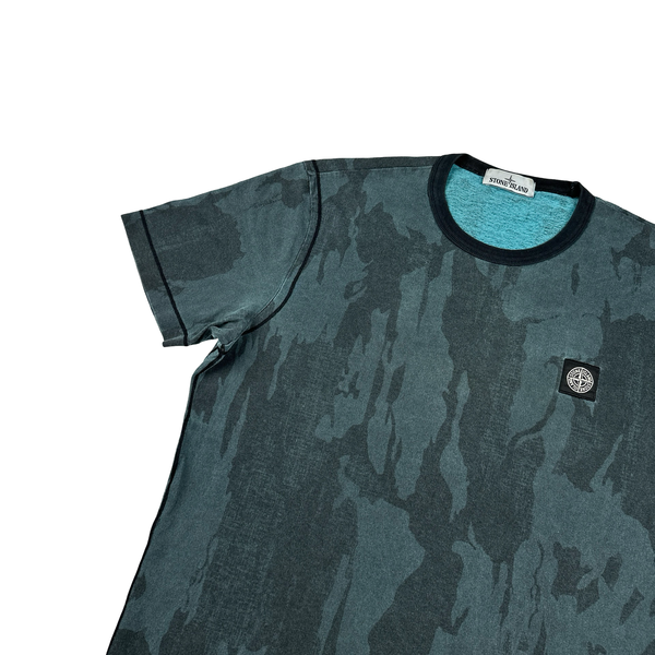 Stone Island Navy Flowing Camo Printed T Shirt - XXL