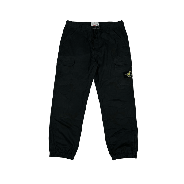 Stone Island x Supreme 2019 Navy Brushed Cotton 2C Camo OVD Cargo Trousers- 34"