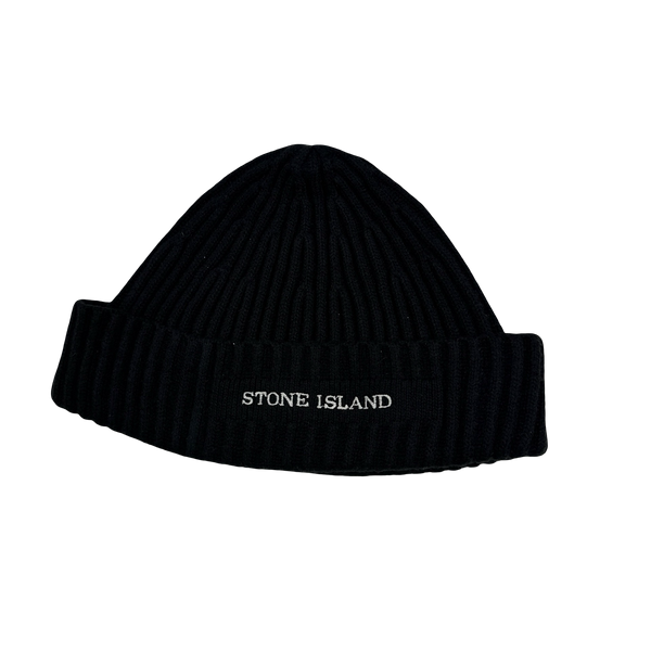 Stone Island 2002 Black Wool Spellout Beanie