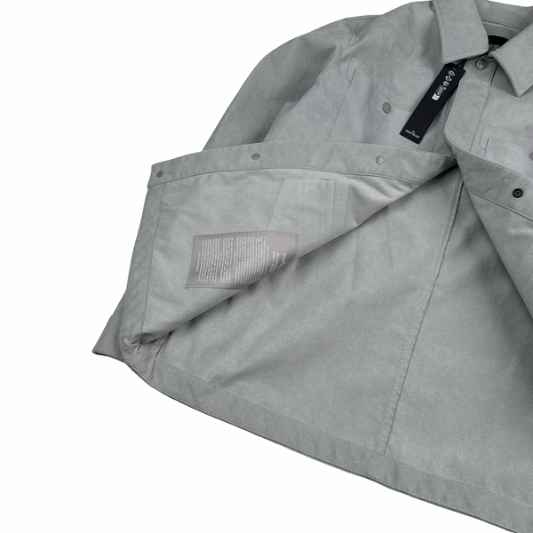 Stone Island 2025 Grey Alcantara Suede Ghost Piece Overshirt Jacket - Large