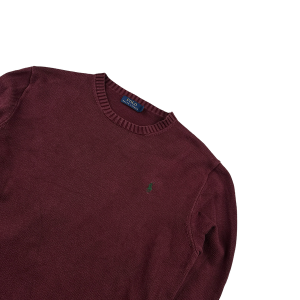 Ralph Lauren Wine Knit Crewneck Jumper - Large