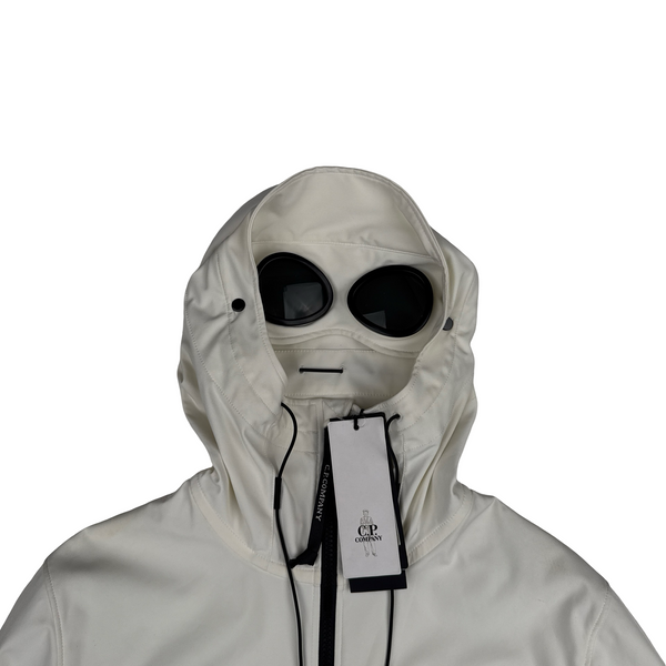 CP Company White Soft Shell R Goggle Hooded Zipped Jacket - XS