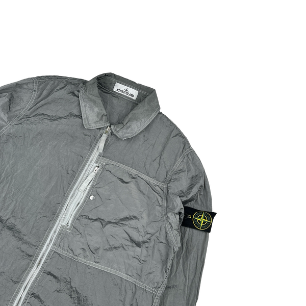 Stone Island 2025 Silver Nylon Metal Overshirt - Medium