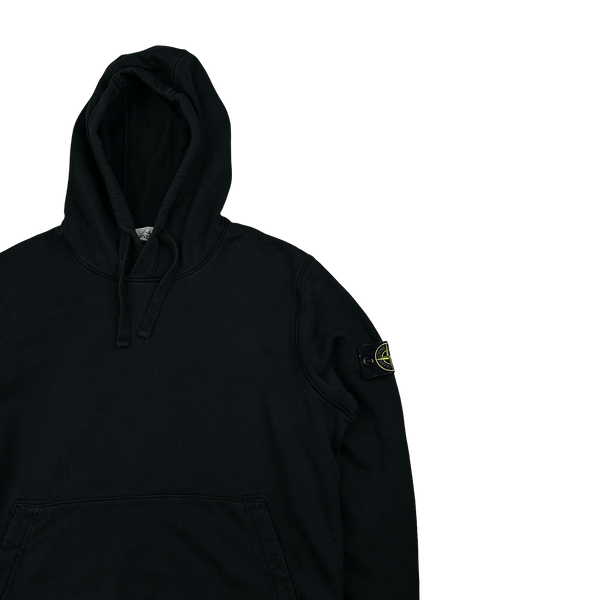 Stone Island 2023 Black Cotton Pullover Hoodie - Large
