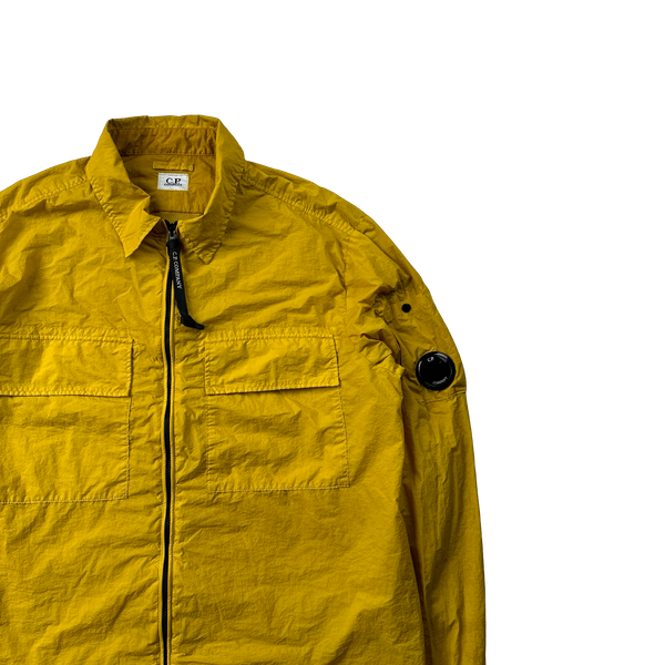CP Company Yellow Chrome Nylon Zipped Overshirt - Medium