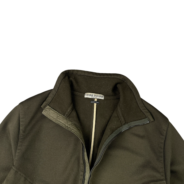 Stone Island Vintage 2004 Khaki Poly Ribbed Zipped Track Top - Large