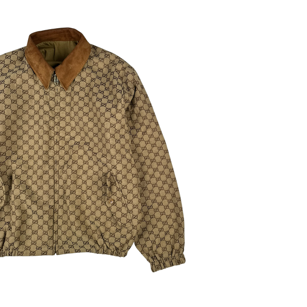 Gucci Monogram Reversible Canvas Collared Jacket - Large