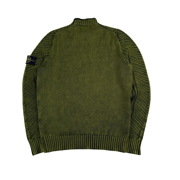 Stone Island 2016 Green Patterned Wool Knit Crewneck Jumper - Large