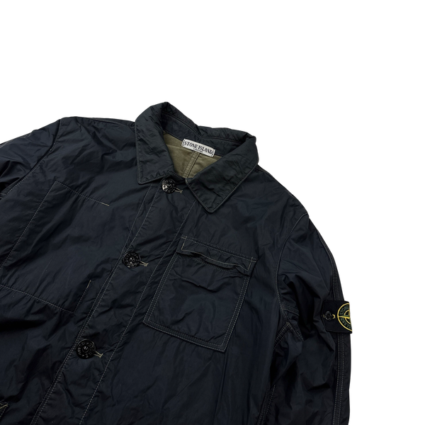Stone Island 2011 Navy Contrast Stitch Nylon Metal Buttoned Jacket - Large