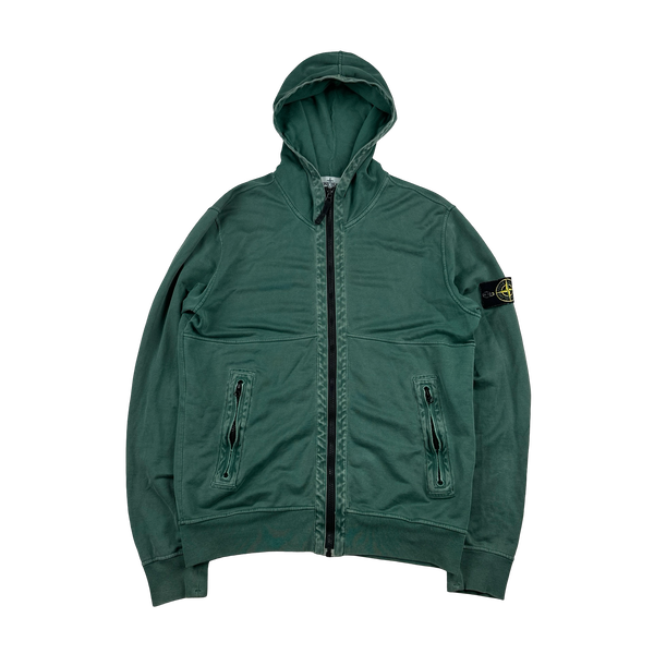Stone Island 2013 Emerald Green Cotton Zipped Hoodie - Large