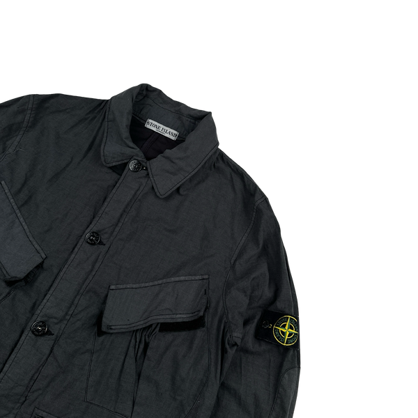 Stone Island 2007 Charcoal Raso Gommato Cotton Jacket - Large
