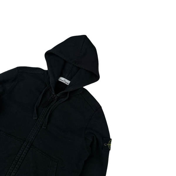 Stone Island 2018 Black Zipped Cotton Hoodie - Small