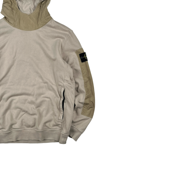 Stone Island 2023 Beige Cotton Nylon Panel Hood Jumper - Large