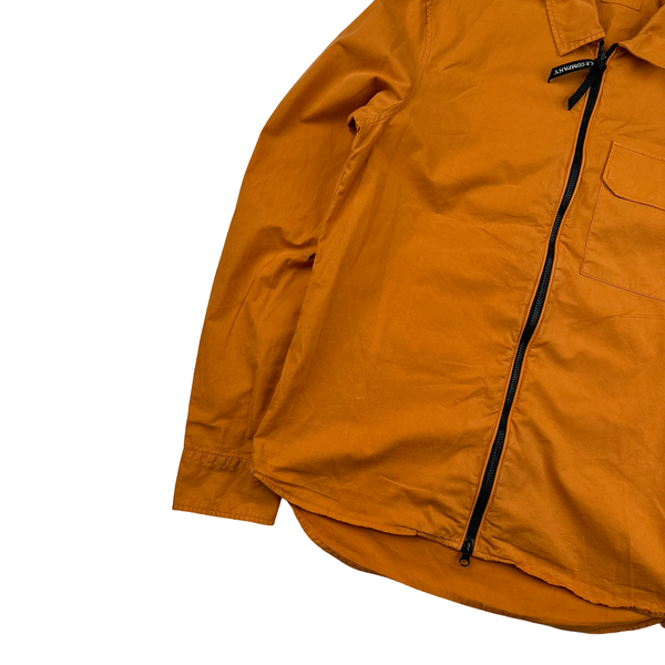 CP Company Orange Cotton Zipped Overshirt - Small