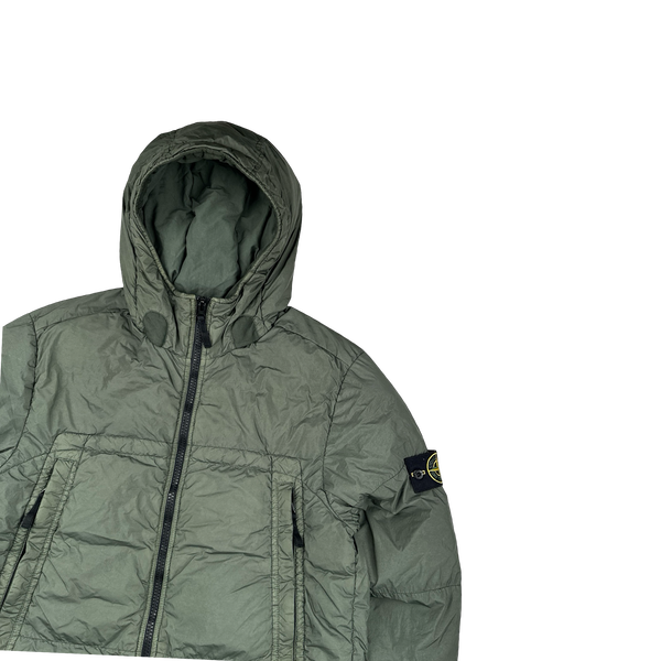 Stone Island 2020 Moss Green Crinkle Reps Puffer Jacket Large Mat's