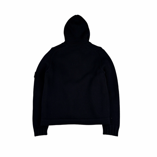 Stone Island 2008 Heavyweight Black Wool Knitted Dutch Rope Lined Jacket - XXL