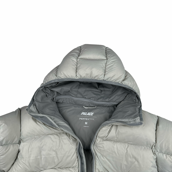 Palace 2024 White Matte Pertex Down Filled Blue Balaclava Puffer Jacket - Medium