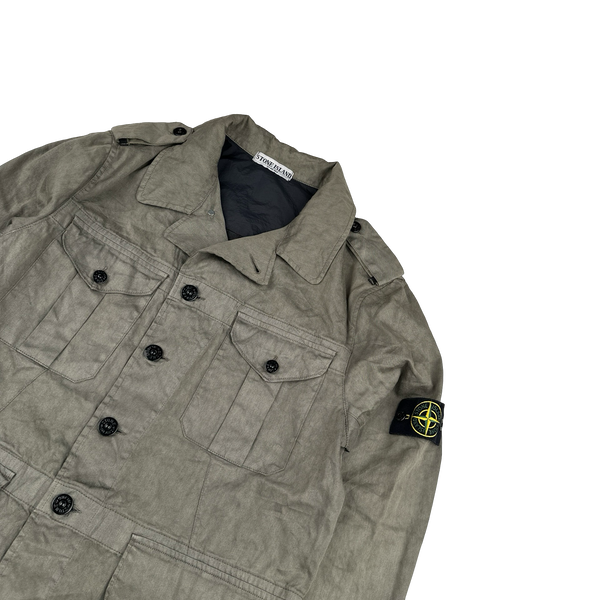 Stone Island 2006 Brown Lino Flax Collared Jacket - Medium