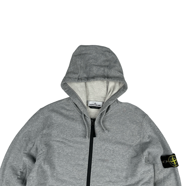 Stone Island 2023 Grey Zipped Hooded Jumper - Medium