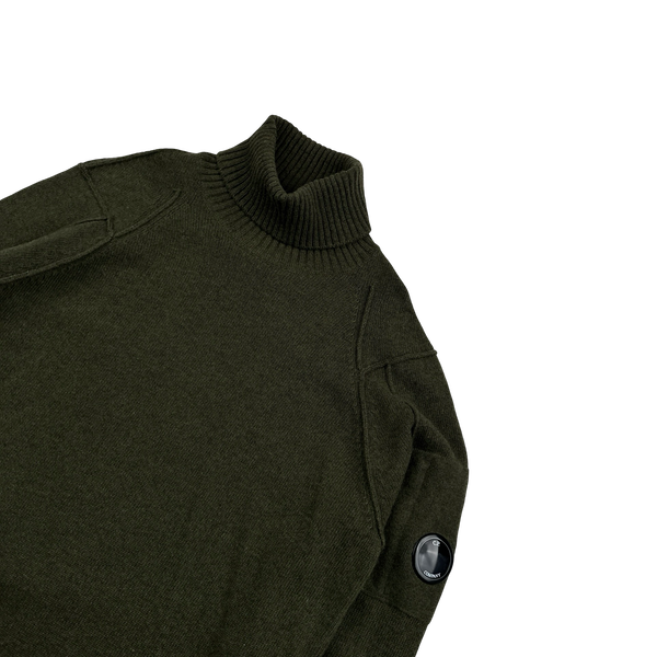 CP Company Forest Green Thick Wool Roll Neck Knit - Medium