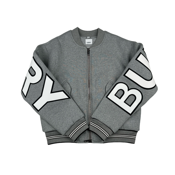 Burberry Thick Heavyweight Grey Spellout Zipped Jumper - Medium