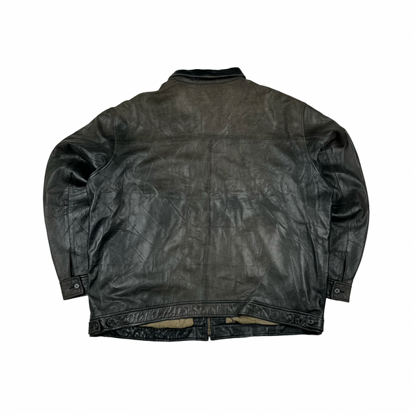 Ralph Lauren Black Heavyweight Leather Jacket - XXL