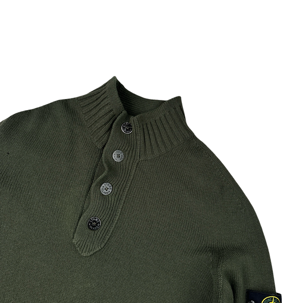 Stone Island 2008 Khaki Wool High Neck Pullover Jumper - 3XL