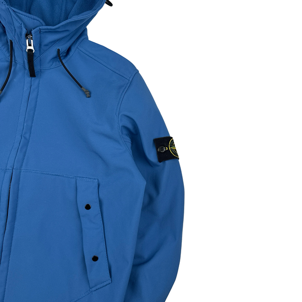Stone Island Blue Soft Shell R Hooded Jacket - Medium