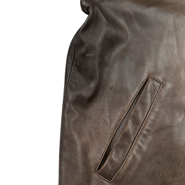 Ralph Lauren Brown Heavyweight Leather Jacket - Large