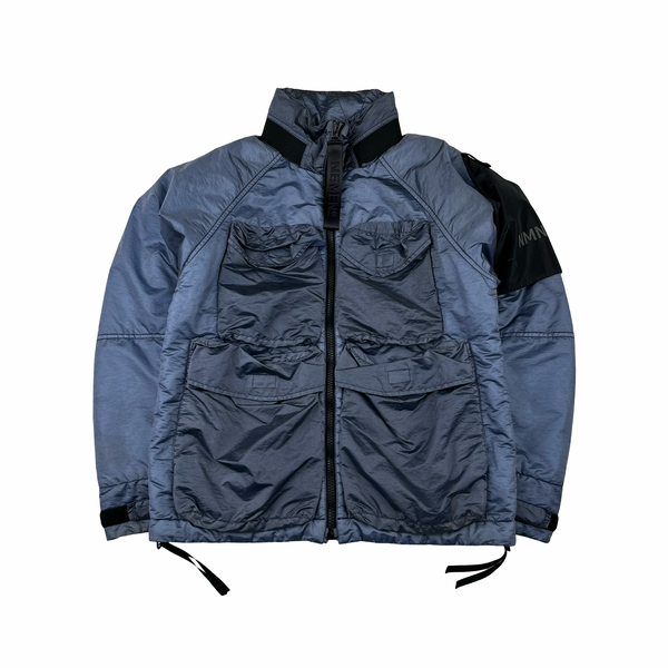 Nemen Nylon Shimmer Light Blue Padded Shell Multi Pocket Jacket - Medium