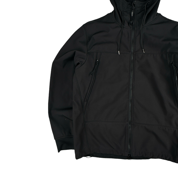 CP Company Black Soft Shell R Goggle Hooded Zipped Jacket - 3XL