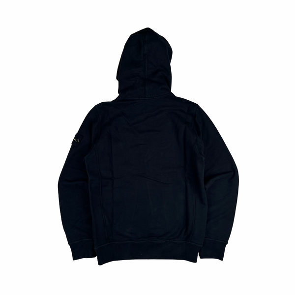 Stone Island Navy Cotton Pullover Hoodie - Small