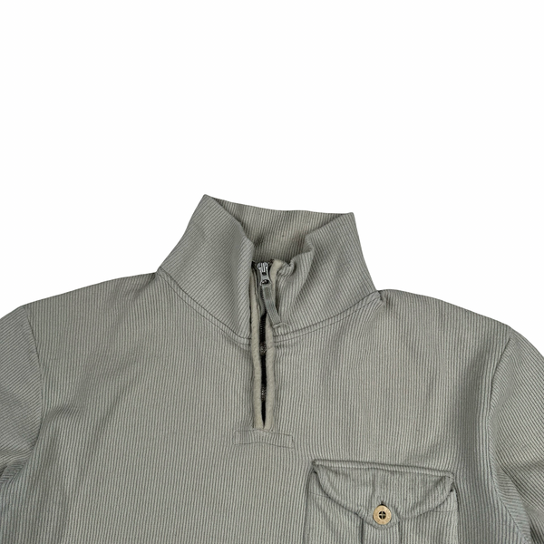 Stone Island 2001 Light Grey Wool Blend Vintage Ribbed High Neck Jumper - Medium